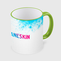 Кружка 3D Maneskin neon gradient style: надпись и символ, цвет: 3D-светло-зеленый кант