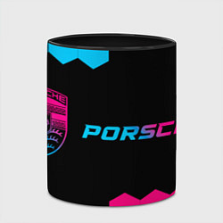 Кружка 3D Porsche - neon gradient: надпись и символ, цвет: 3D-белый + черный — фото 2