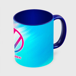 Кружка 3D Volkswagen neon gradient style, цвет: 3D-белый + синий
