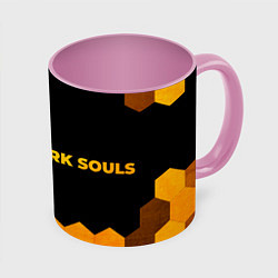 Кружка 3D Dark Souls - gold gradient: надпись и символ, цвет: 3D-белый + розовый