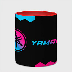 Кружка 3D Yamaha - neon gradient: надпись и символ, цвет: 3D-белый + красный — фото 2