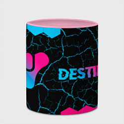 Кружка 3D Destiny - neon gradient: надпись и символ, цвет: 3D-белый + розовый — фото 2