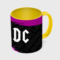 Кружка 3D AC DC rock legends: надпись и символ, цвет: 3D-белый + желтый