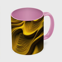 Кружка 3D Объемная желтая текстура, цвет: 3D-белый + розовый