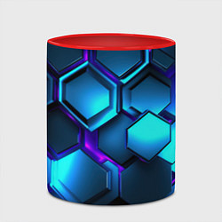 Кружка 3D Объемные неоновые плиты, цвет: 3D-белый + красный — фото 2
