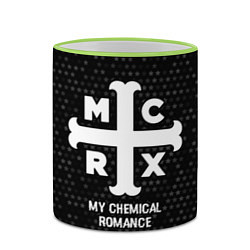 Кружка 3D My Chemical Romance glitch на темном фоне, цвет: 3D-светло-зеленый кант — фото 2