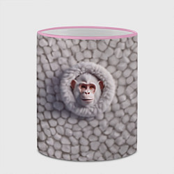 Кружка 3D Забавная белая обезьяна, цвет: 3D-розовый кант — фото 2