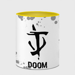 Кружка 3D Doom glitch на светлом фоне, цвет: 3D-белый + желтый — фото 2