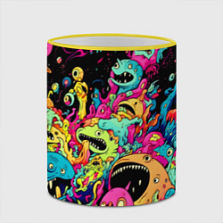 Кружка 3D Космические зубастые монстры, цвет: 3D-желтый кант — фото 2