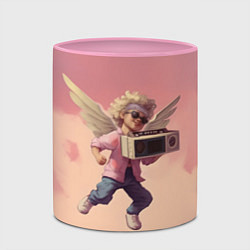 Кружка 3D Ангел с бумбоксом, цвет: 3D-белый + розовый — фото 2