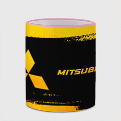 Кружка 3D Mitsubishi - gold gradient: надпись и символ, цвет: 3D-розовый кант — фото 2