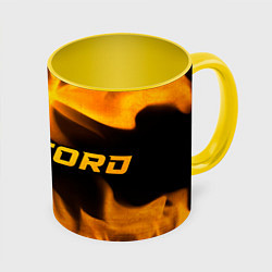 Кружка 3D Ford - gold gradient: надпись и символ, цвет: 3D-белый + желтый