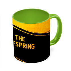 Кружка 3D The Offspring - gold gradient: надпись и символ, цвет: 3D-белый + светло-зеленый