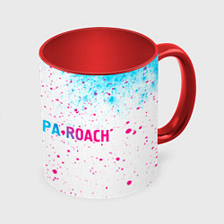 Кружка 3D Papa Roach neon gradient style: надпись и символ, цвет: 3D-белый + красный