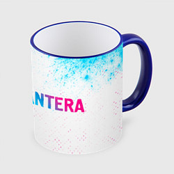 Кружка 3D Pantera neon gradient style: надпись и символ, цвет: 3D-синий кант