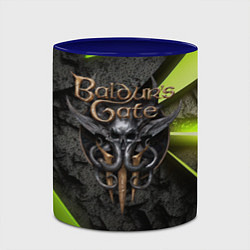 Кружка 3D Baldurs Gate 3 logo green abstract, цвет: 3D-белый + синий — фото 2