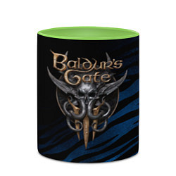 Кружка 3D Baldurs Gate 3 logo blue geometry, цвет: 3D-белый + светло-зеленый — фото 2