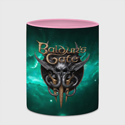 Кружка 3D Baldurs Gate 3 logo green, цвет: 3D-белый + розовый — фото 2