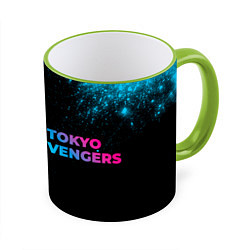 Кружка 3D Tokyo Revengers - neon gradient: надпись и символ, цвет: 3D-светло-зеленый кант