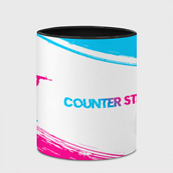 Кружка 3D Counter Strike neon gradient style: надпись и симв, цвет: 3D-белый + черный — фото 2