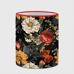 Кружка 3D Цветочный паттерн на черном, цвет: 3D-красный кант — фото 2