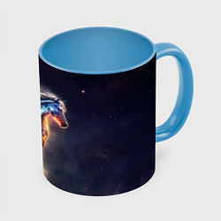 Кружка 3D Звездный скакун, цвет: 3D-белый + небесно-голубой