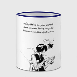Кружка 3D Дазай и цитата - Бродячие псы, цвет: 3D-синий кант — фото 2