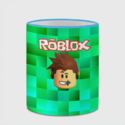 Кружка 3D Roblox head на пиксельном фоне, цвет: 3D-небесно-голубой кант — фото 2