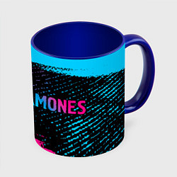 Кружка 3D Ramones - neon gradient: надпись и символ, цвет: 3D-белый + синий