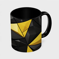 Кружка 3D Black yellow elements, цвет: 3D-белый + черный