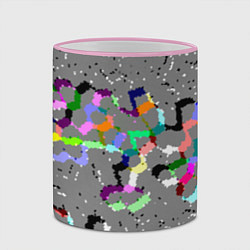 Кружка 3D Серая абстракция с цветными элементами, цвет: 3D-розовый кант — фото 2