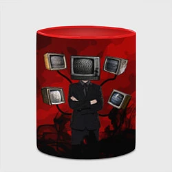 Кружка 3D Skibidi toilet Tv Man, цвет: 3D-белый + красный — фото 2