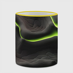 Кружка 3D Green black texture, цвет: 3D-желтый кант — фото 2