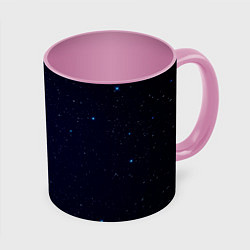 Кружка 3D Тёмный космос и синие звёзды, цвет: 3D-белый + розовый
