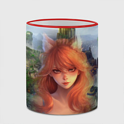 Кружка 3D Аниме девушка лиса, цвет: 3D-красный кант — фото 2