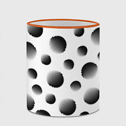 Кружка 3D Черные полосатые шары на белом, цвет: 3D-оранжевый кант — фото 2