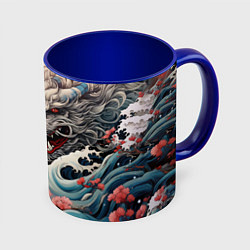 Кружка 3D Морской дракон Irezumi, цвет: 3D-белый + синий