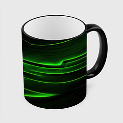 Кружка 3D Green lines abstract, цвет: 3D-черный кант