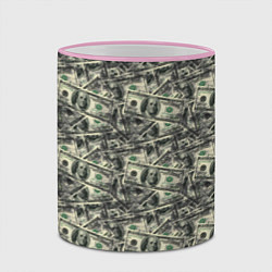 Кружка 3D Американские доллары, цвет: 3D-розовый кант — фото 2