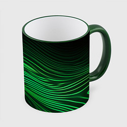 Кружка 3D Green neon lines, цвет: 3D-зеленый кант