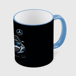 Кружка 3D Mercedes Benz, цвет: 3D-небесно-голубой кант
