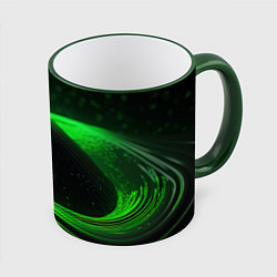 Кружка 3D Зеленые абстрактные волны, цвет: 3D-зеленый кант