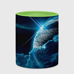 Кружка 3D Космос и сияющая планета, цвет: 3D-белый + светло-зеленый — фото 2