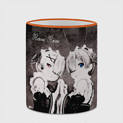 Кружка 3D Re Zero Ram and Rem, цвет: 3D-оранжевый кант — фото 2