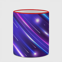 Кружка 3D Неоновый звездопад - полосы, цвет: 3D-красный кант — фото 2