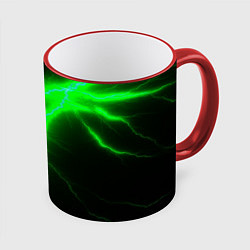 Кружка 3D Зеленый разряд молнии, цвет: 3D-красный кант