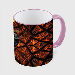Кружка 3D Baldurs Gate 3 logo fire, цвет: 3D-розовый кант
