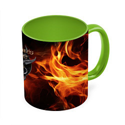Кружка 3D Baldurs Gate 3 fire logo, цвет: 3D-белый + светло-зеленый
