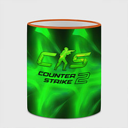 Кружка 3D Counter strike 2 green logo, цвет: 3D-оранжевый кант — фото 2