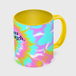 Кружка 3D I am Kenough - retro tie-dye, цвет: 3D-белый + желтый